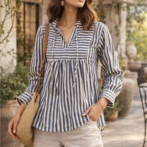 Velvet Heart Striped Boho Blouse Anthropologie Style Size L